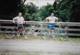 Riding bikes along the Delaware River with brother-in-law Don, July 1996.